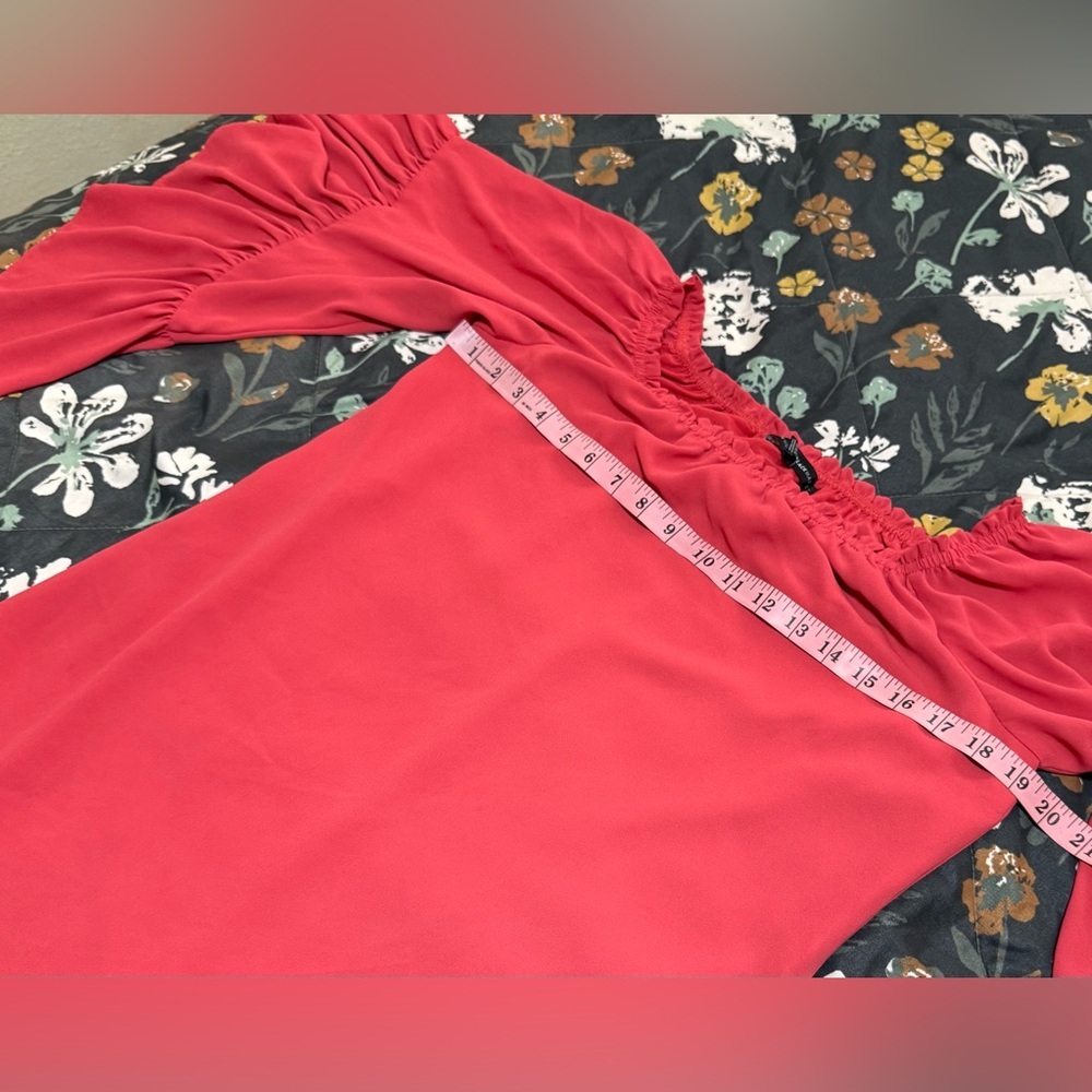 White House Black Market Red Off-The-Shoulder Ruffle Sleeve Dress Size M - Picture 8 of 11